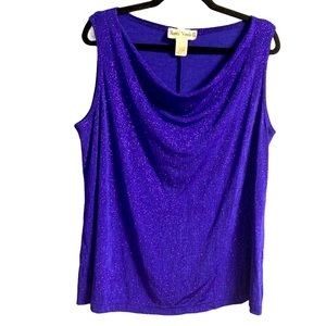 Ronni Nicole Women's Blue Glittery Sleeveless Top
